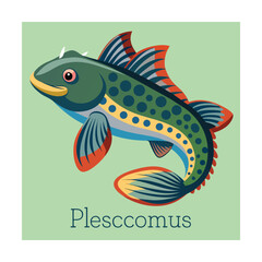 Green Fish With Spiky Fins And Blue Spots aquatic animal