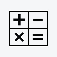 Obraz premium Vector illustration of calculator icon with plus, minus, multiply, equal