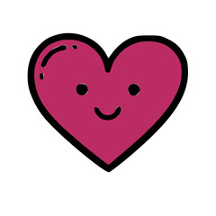 Cute doodle heart with smiling face