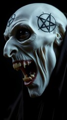 Naklejka premium Portrait of a creepy witch. Wallpaper. Created with Generative AI technology