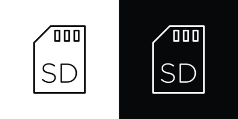 Sd card icon. Thin linear vectors pack