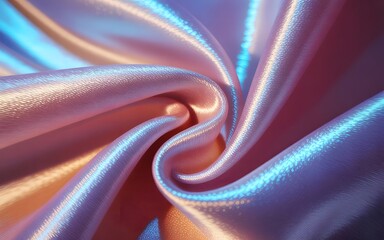 A close-up, macro shot, top-down view of a flat lay composition showing a silk texture. High-detail, studio lighting.