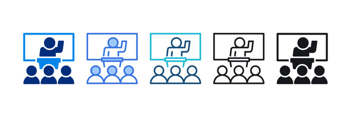 Seminar Icon Set Multiple Style Vector Illustration 