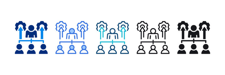 Organizational Growth Icon Set Multiple Style Vector Illustration 