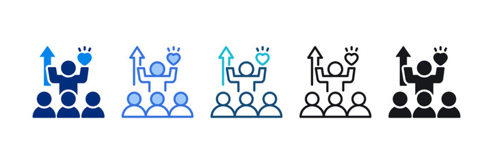 Community Support Icon Set Multiple Style Vector Illustration 