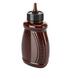 Plastic squeeze bottle for barbecue sauce with glossy finish and clear nozzle