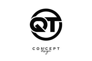QT Creative Circle Monogram Logo Design – Modern Branding Concept