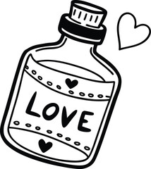 love message in bottle illustration on transparent background