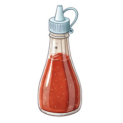 Plastic squeeze bottle for ketchup with transparent body and clear nozzle