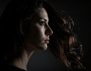 Woman's profile, dramatic lighting