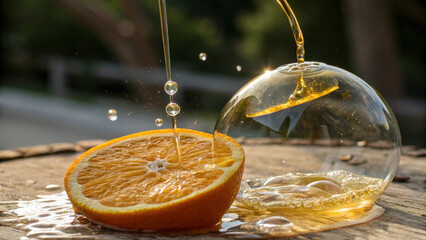 Half Orange Splashing From Glass