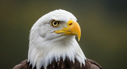 Obraz premium Majestic Eagle Portrait, Wildlife Photography, Forest Background, Close-up View, Nature's Beauty