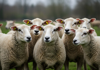 sheep flock farm scene rural agriculture animals outdoors