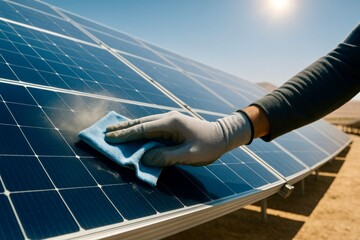 Maintaining solar panels for optimal energy efficiency in bright sunlight while ensuring cleanliness and performance