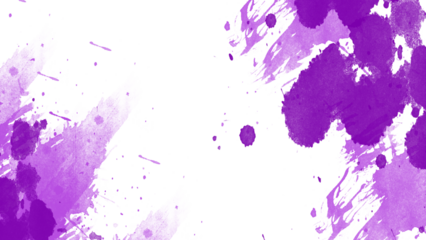 Watercolor splashes. Purple watercolor paint splashes background PNG with transparent texture, abstract artistic ink stains pattern for web, print, textile, posters, packaging, creative design