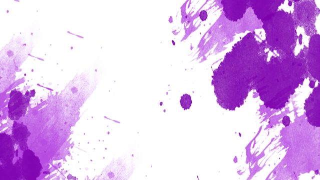 Watercolor splashes. Purple watercolor paint splashes background PNG with transparent texture, abstract artistic ink stains pattern for web, print, textile, posters, packaging, creative design