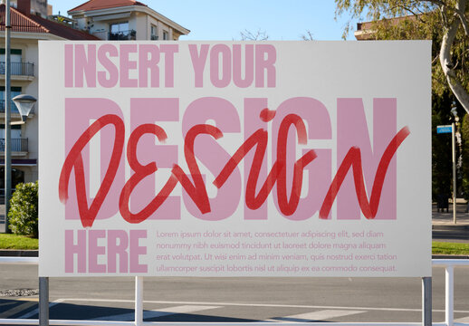 Template of Urban Billboard Mockup in Barcelona