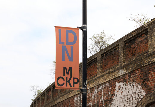 Mockup of lamppost fly Banner in London