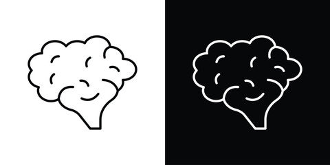 Brain icon. Thin linear vectors pack