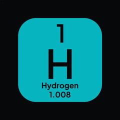 Hydrogen, chemical element of the periodic table vector design. Symbol Illustration Icon. Background Education.