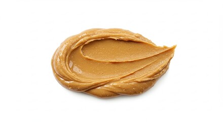 Creamy Peanut Butter Swirl Isolated on White Background.