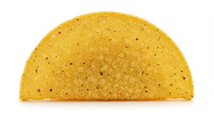 Crispy Yellow Taco Shell Isolated on White Background.