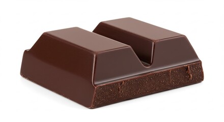 Dark Chocolate Bar Piece Isolated on White Background.