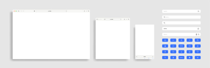 Web Browser and App Interface UI Kit Vector Illustration