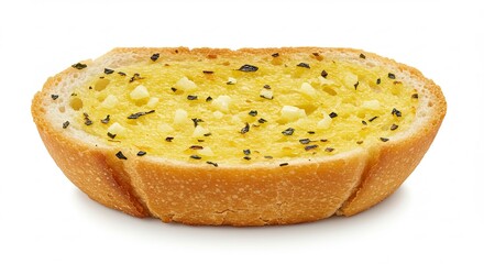 Delicious Garlic Bread Slice Toasted Golden Brown with Herbs.