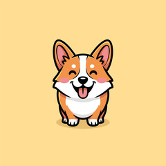 Cute happy cartoon Corgi dog illustration.