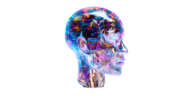 Digital Human Head, isolated on transparent background