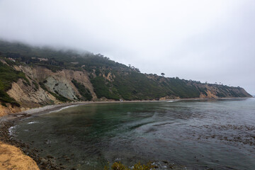 Foggy Clifftop Trail Overlooking Rancho Palos Verdes Coastline