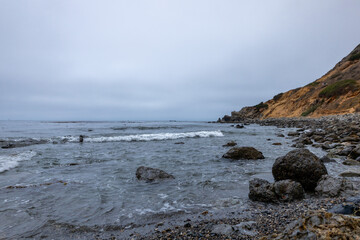 Foggy Clifftop Trail Overlooking Rancho Palos Verdes Coastline