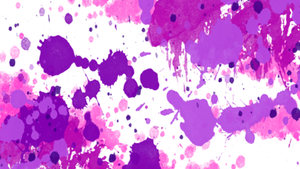 Watercolor splashes. Purple pink watercolor paint splashes background PNG with transparent texture, abstract artistic ink stains pattern for web, print, textile, posters, packaging, creative design