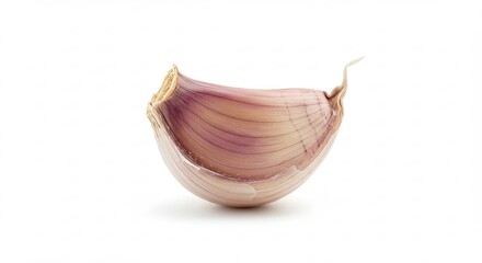 Single Garlic Clove Isolated on White Background.