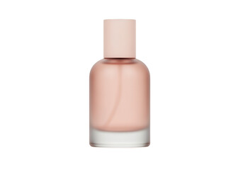 Minimalist Pink Perfume Bottle on White Background: Elegance