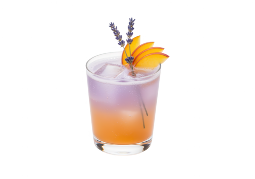 Peach Lavender Cocktail Isolated on White