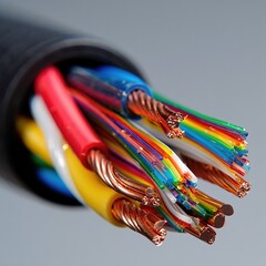 Detailed cross-section of a fiber optic cable showing internal structure and individual strands.