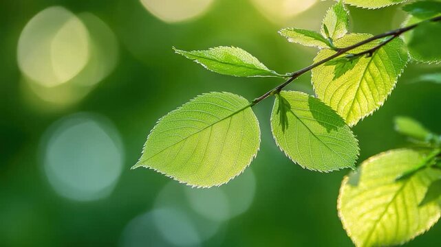 A detailed shot of a leaf on a tree branch, showcasing its texture and shape