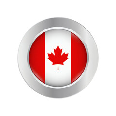 Elegant Canadian flag emblem with metallic silver border for national pride and branding