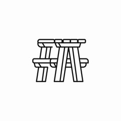 outdoor picnic table icon sign vector