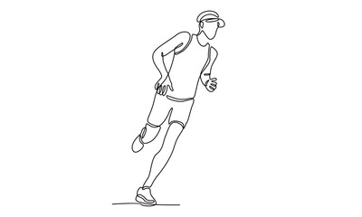 Continue line of man running workout vector illustration