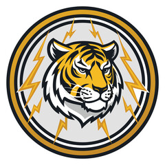 A stylized tiger head with lightning bolts inside a circular emblem.