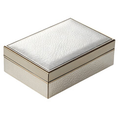 Premium rectangular packaging box in metallic silver with smooth matte finish