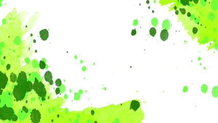 Watercolor splashes. Green watercolor paint splashes background PNG with transparent texture, abstract artistic ink stains pattern for web, print, textile, posters, packaging, creative design projects