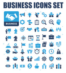 Business Icons Set - Money, Finance & Economy Web Symbols Isolated on White - Stock Vector Illustration