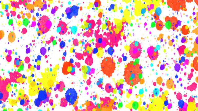 Watercolor splashes. Colorful watercolor paint splashes background PNG with transparent texture, abstract artistic ink stains pattern for web, print, textile, posters, packaging, creative design