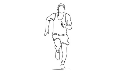 Continue line of man running workout vector illustration