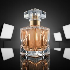 Elegant Golden Fragrance Bottle on Dark Display