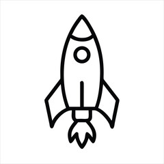 Start-up rocket line art vector icon on white background